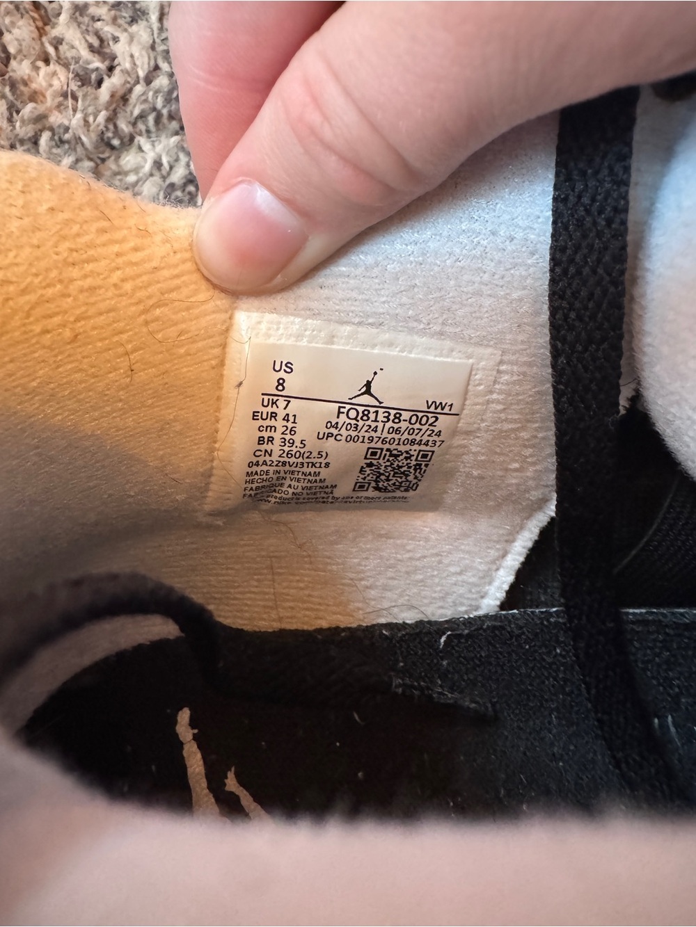 Jordan Retro Sneaker in Black and Gray with Cream Accents - Picture 7 of 7